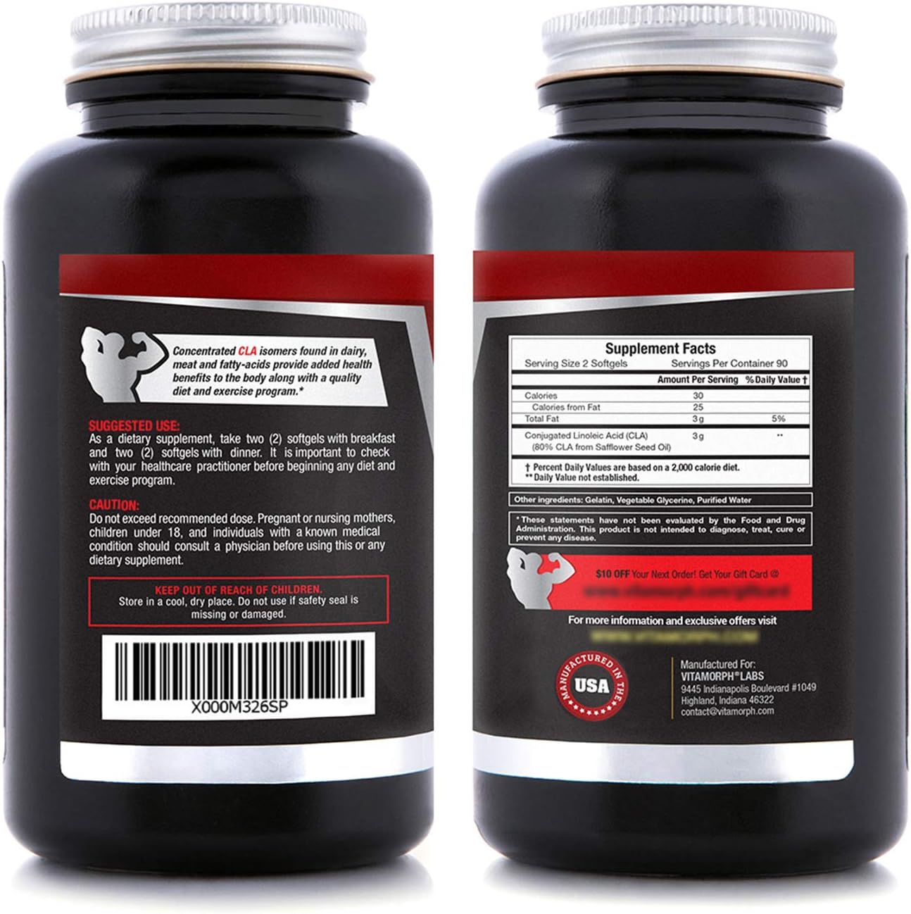 CLA 3000 - CLA Safflower Oil for Metabolism and Weight Loss Management, Maximum Strength Conjugated Linoleic Acid, Stimulant-Free Non-GMO Safflower Cla by Vitamorph Labs - 180 Softgels : Health & Household