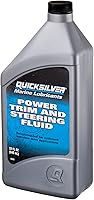 Quicksilver 858075Q01 Power Trim & Steering Fluid 32 oz - Marine Hydraulic Oil for Outboards & Sterndrives