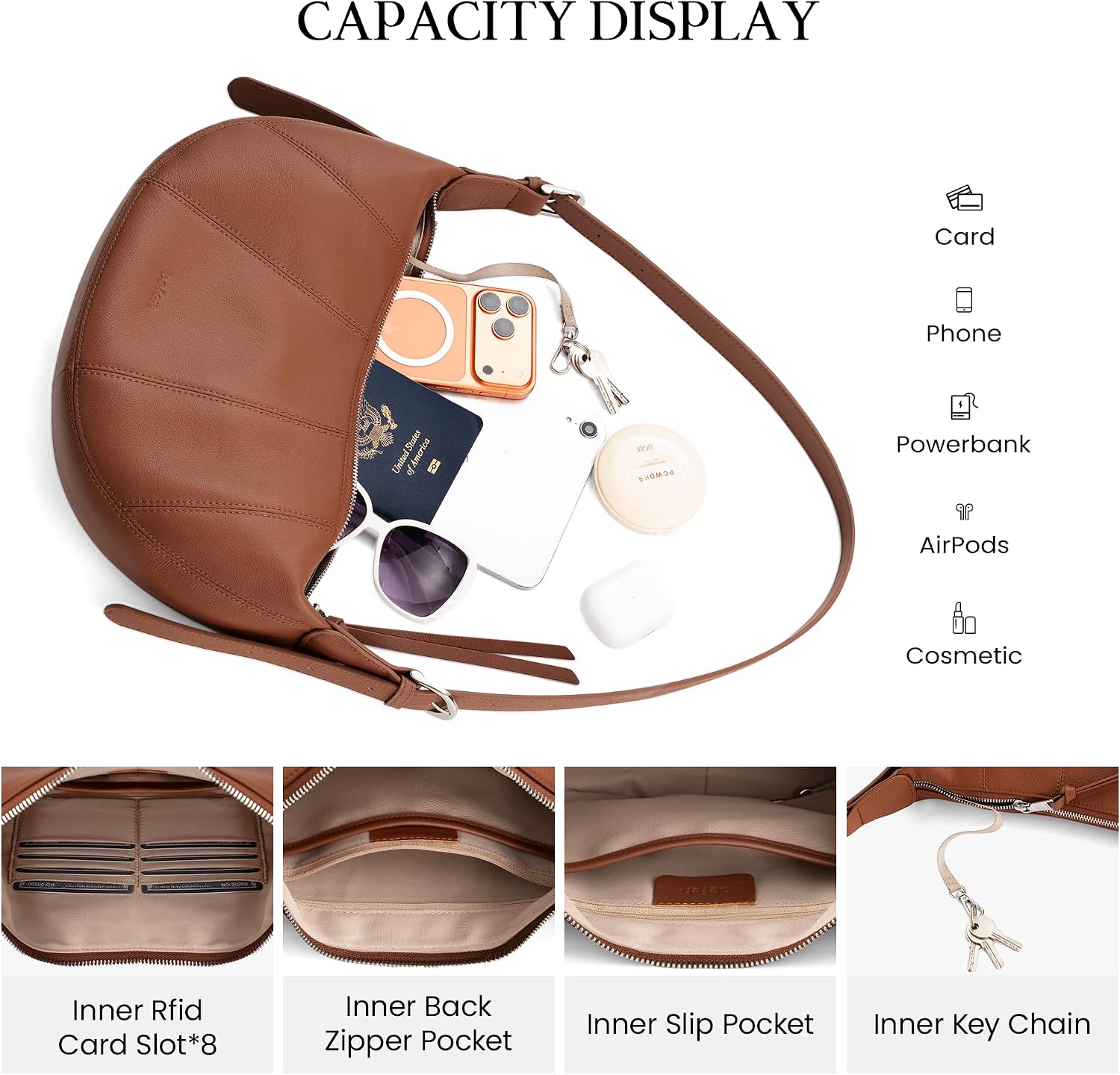 befen Genuine Leather Crossbody Sling Bags for Women with Rfid Blocking Trendy Crescent Purse Cross Body Shoulder Handbags