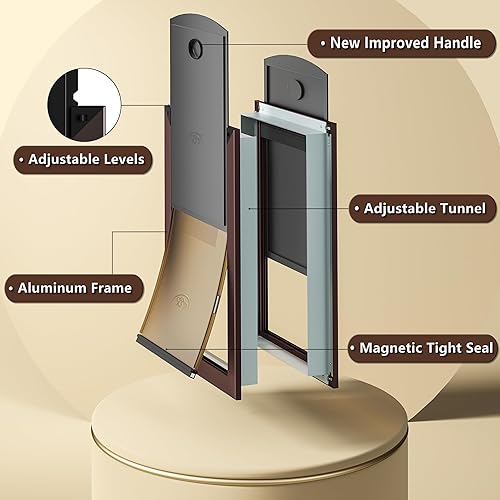 Miniatura 4 de Puertas de café para perros con solapa magnética, marco de aluminio resistente para perros medianos, grandes y grandes