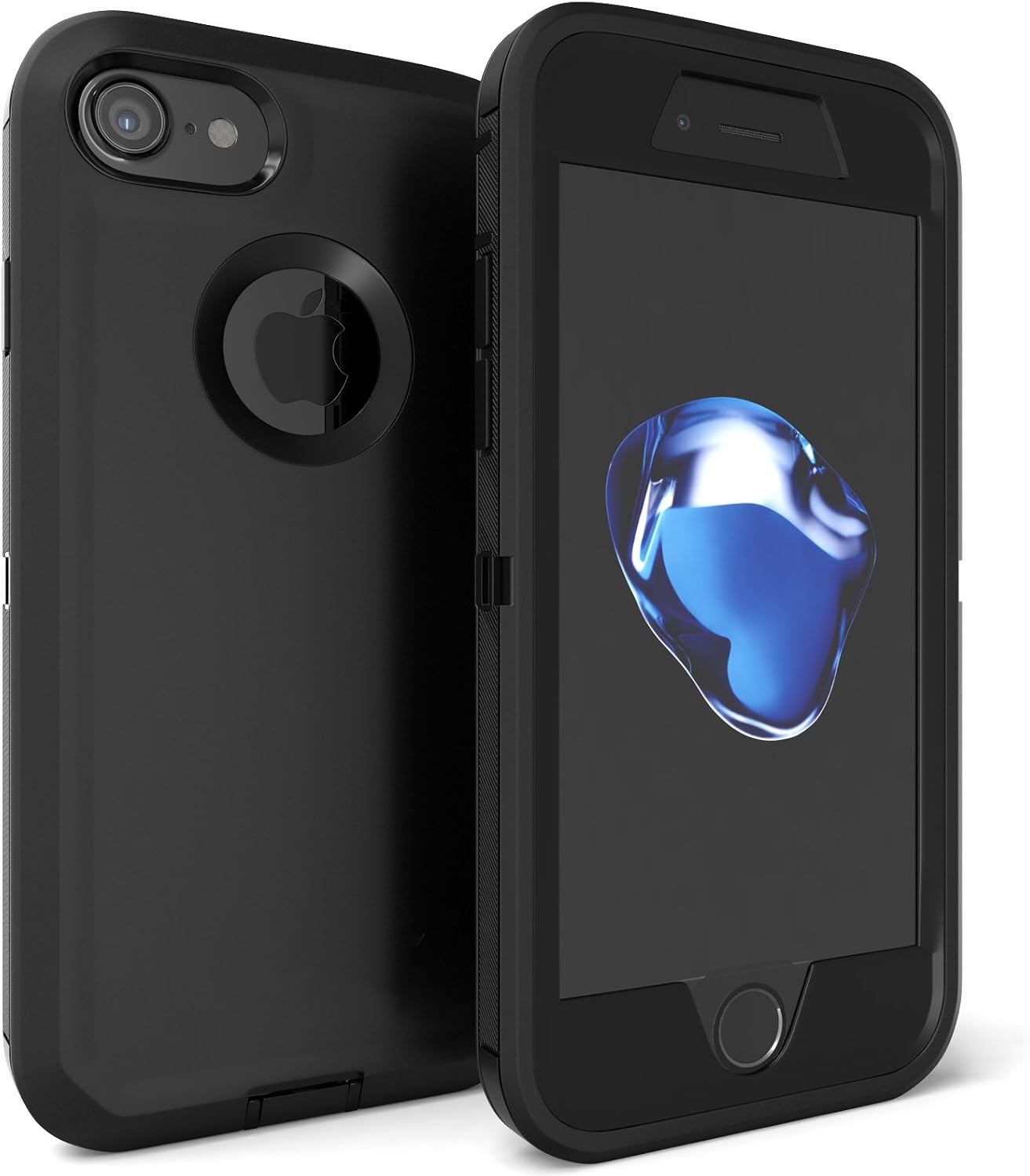 iPhone 7 Case, Viero Defender Case Heavy Duty Rugged Impact Resistant Full Body Protective Armor Military Grade Protection Belt Clip Built-in Screen Protector Case Cover for iPhone 7 - Black