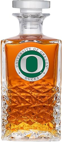 Heritage Pewter Decantador Oregon Heritage  Vertedor de licor de 25 onzas  Vidrio de peltre hecho por expertos