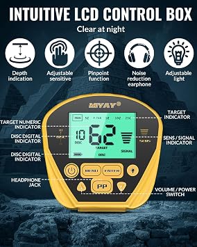 Metal Detector for Adults-Professional Metal Detector Gold and Silver with LCD Display, High Accuracy Waterproof Pinpoint 5 Modes, 10 Coil Lightweight Metales Detectors Stem Adjustable to 60.2