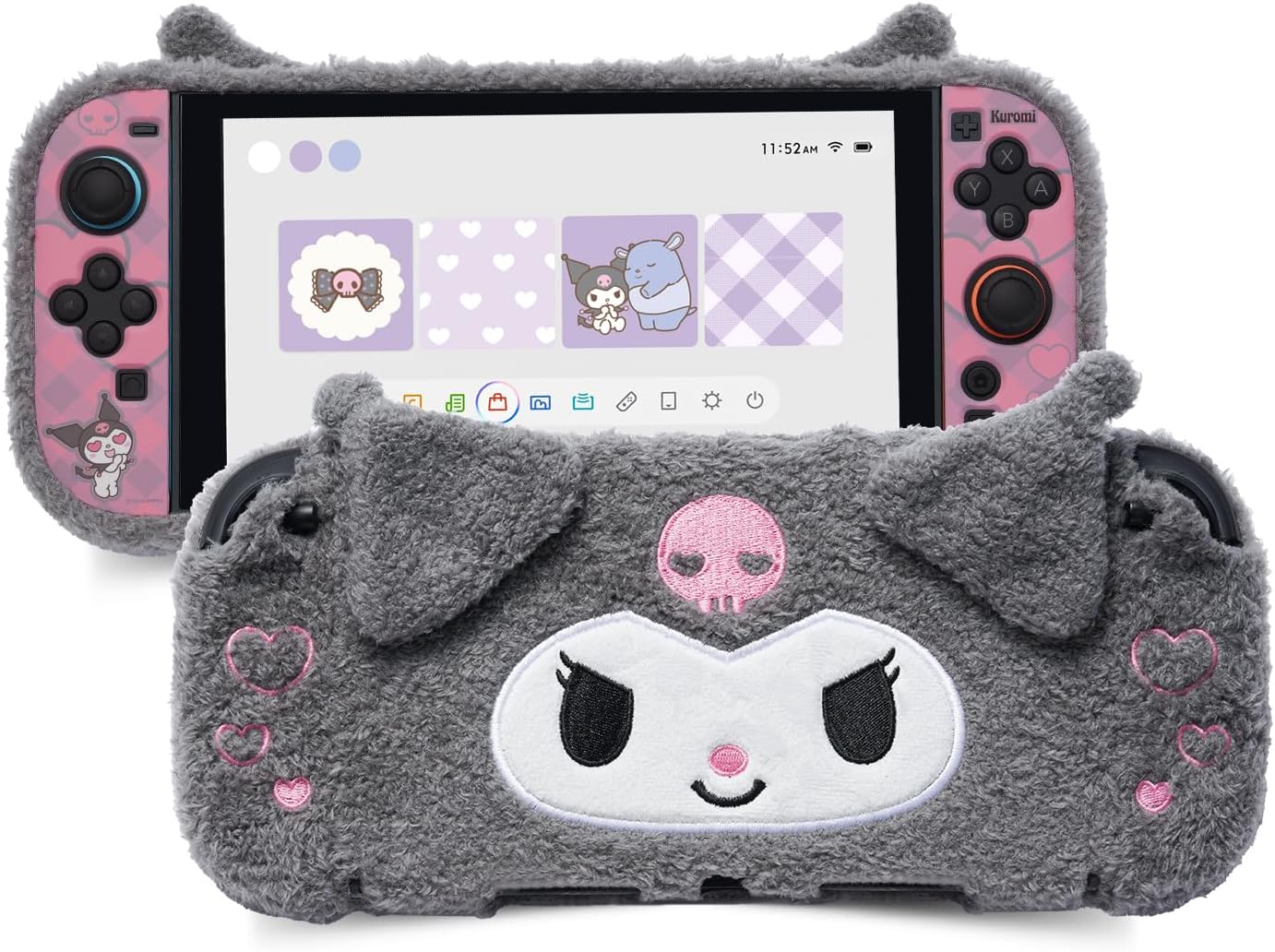 Kuitmor Cute Plush Protective Case Compatible with Switch 2 (2025), Anti-Scratch and Shock-Absorption Hard PC Shell Cover for Switch 2 Game Console and Joystick Controller - KLM
