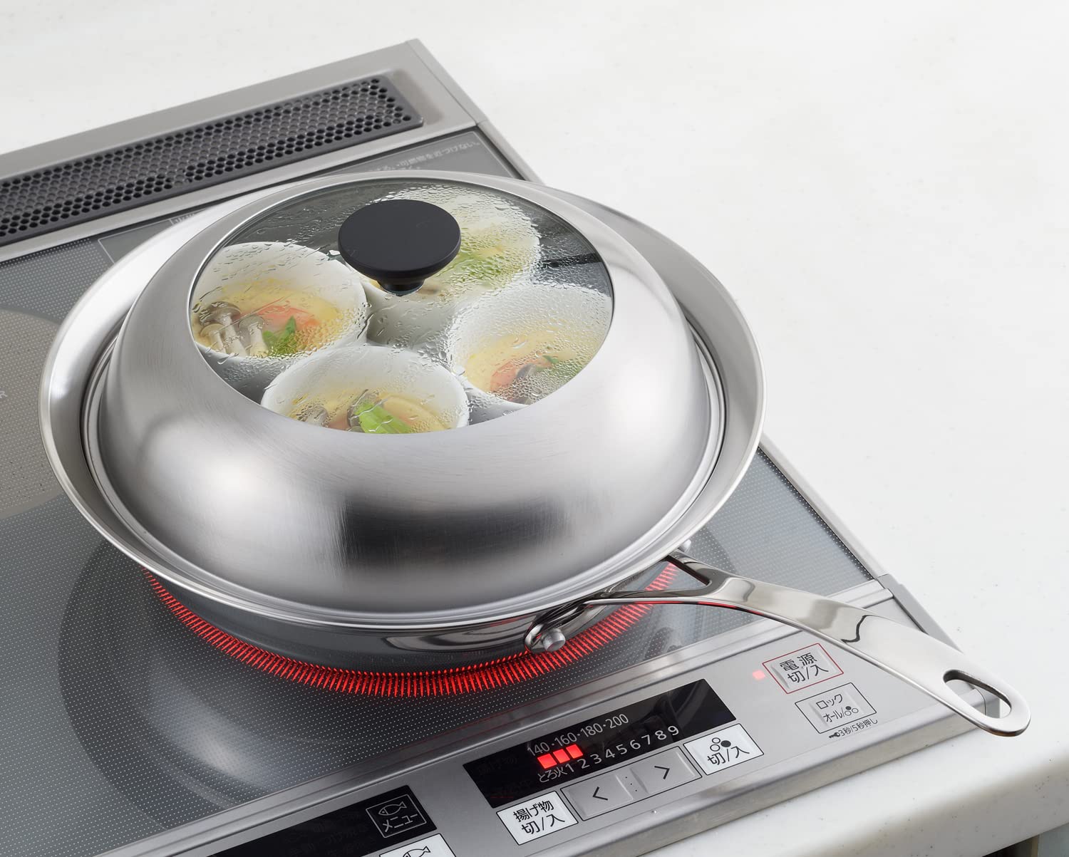 Amazon｜ヨシカワ 見える！フライパン用蒸し器 24～26cm用 ガラス蓋