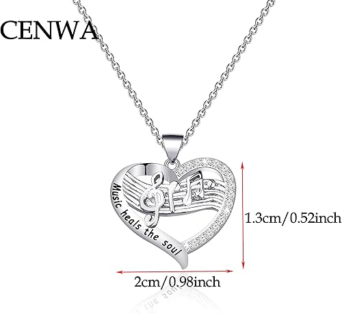 Miniatura 2 de CENWA Collar para amantes de la música, joyería temática de músico, collar de música cura el alma, regalo de música para artistas y músicos,