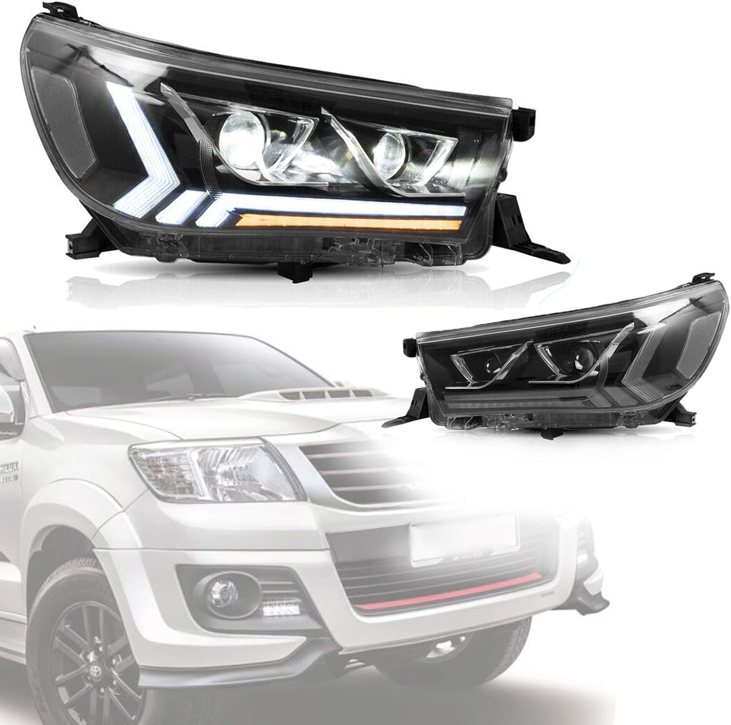 Buy LED Headlights Assembly Dual Halo Projector Lens Replacement for