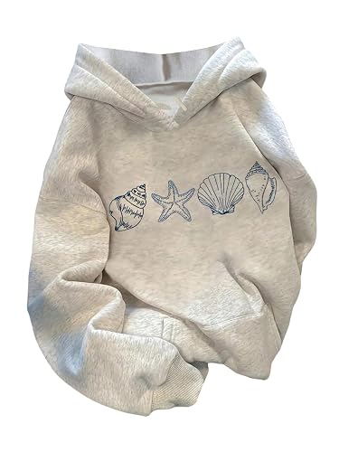 Milumia Women's Seashell Graphic Hoodie Cute Preppy Long Sleeve Loose Fit Sweatshirts