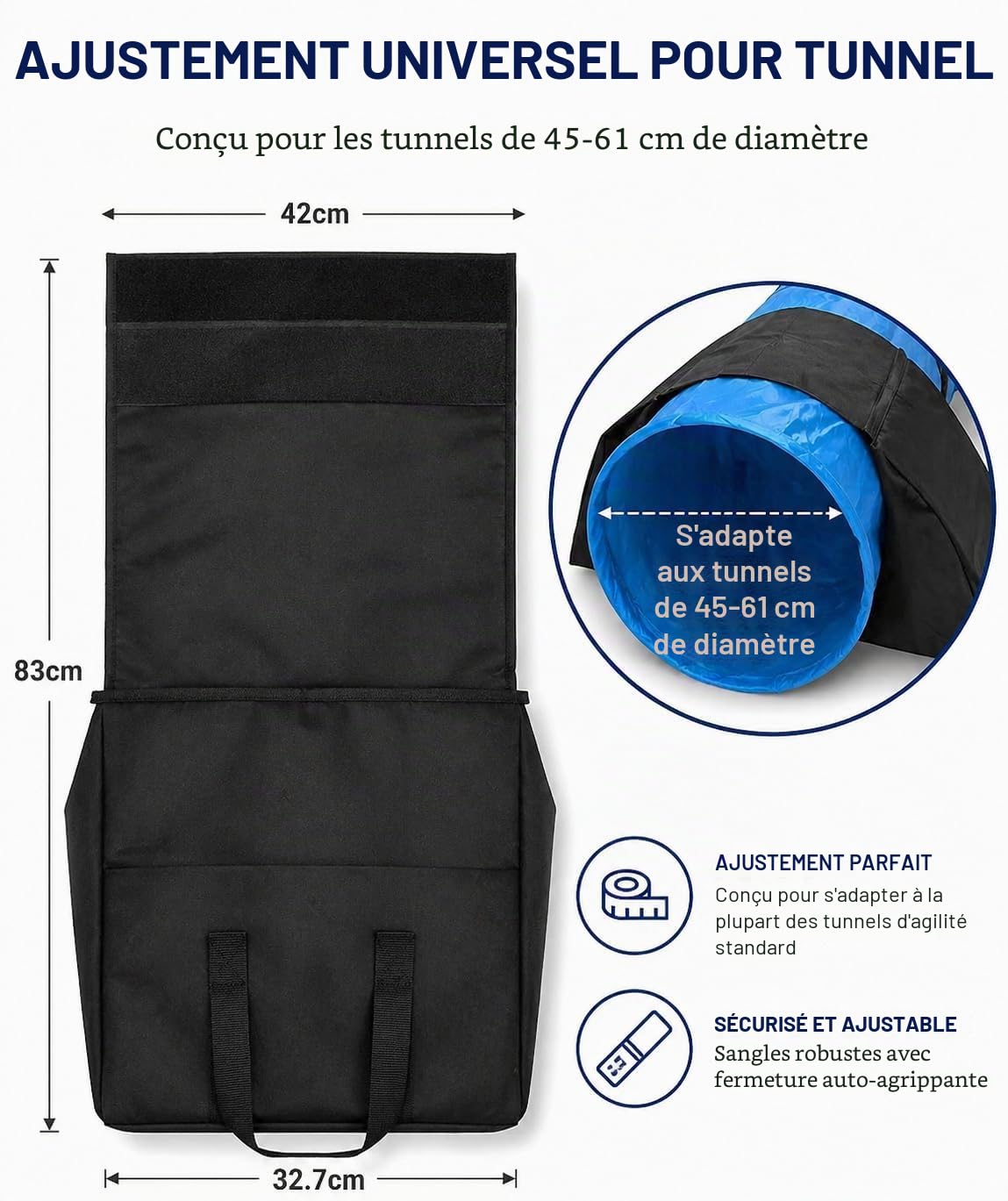 IRSTBL Lot de 2 sacs de selle tunnel d'agilité pour chien - Poids très résistant et étanche pour tunnels de 45 à 61 cm - 9 kg de chaque côté - Avec sifflet d'entraînement
