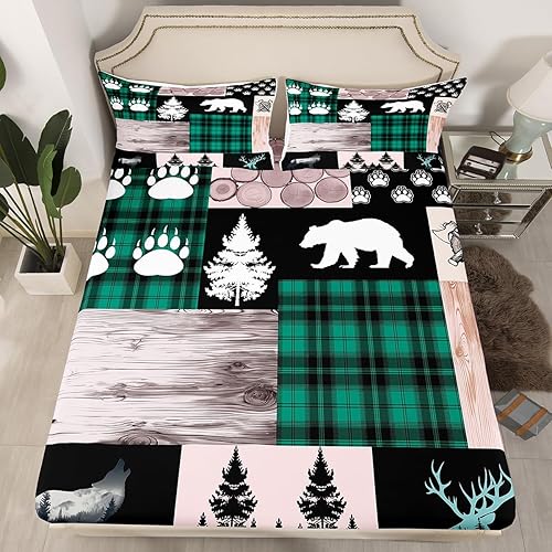 Miniatura 2 de Manfei Juego de sábanas de retazos, tamaño matrimonial, juego de sábanas de 4 piezas con sábana bajera de bolsillo profundo + sábana encimera + 2