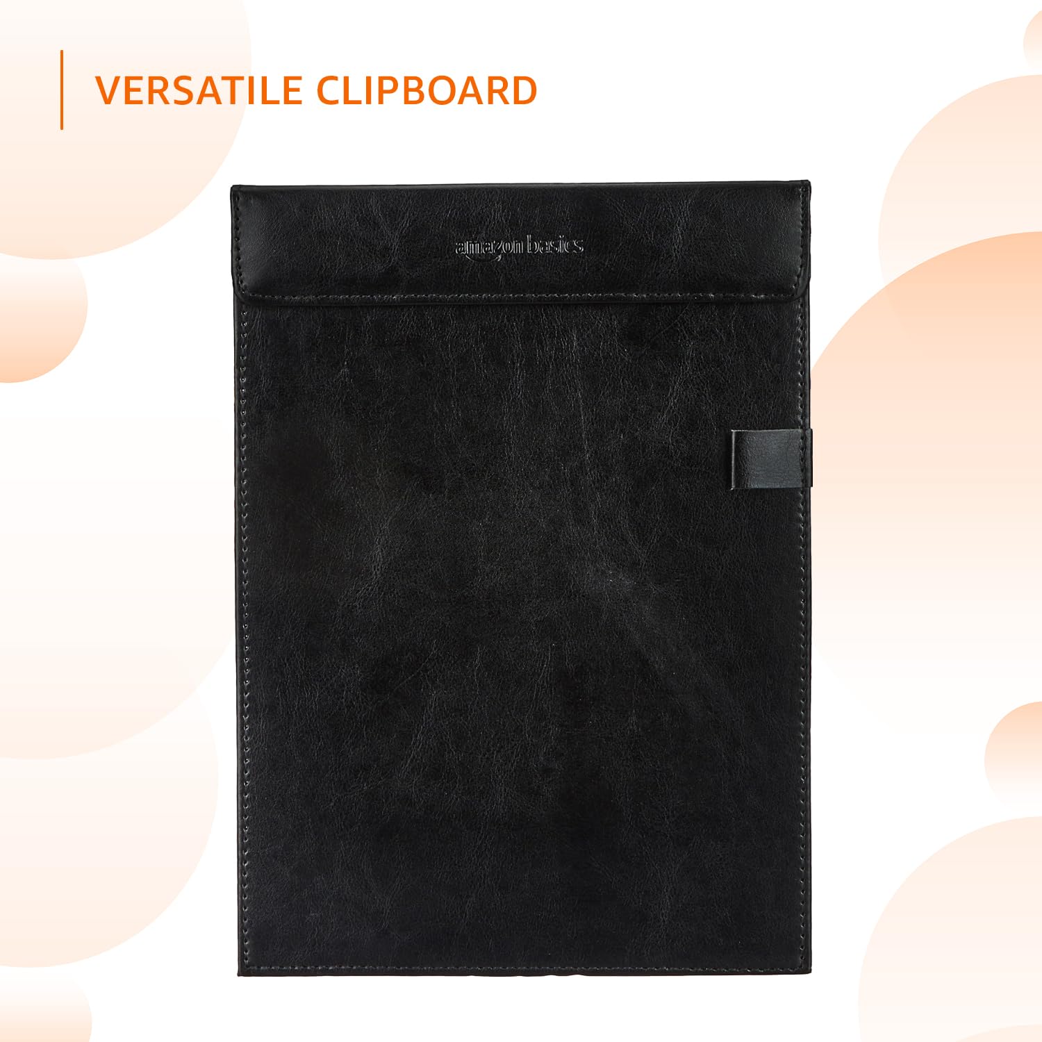 Amazon Basics Writing Pad for Exam | PU Leather Exam Board with Pen Holder Loop | Durable | for Office, School | A4, Black 2