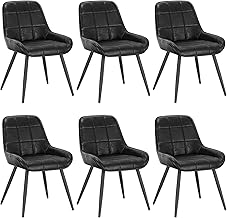 WOLTU BH332sz-6 Dining Room Chairs Set of 6 Upholstered Faux Leather Kitchen Chair Padded Accent Chair for Living Room Bedroom Kitchen Ergonomic Chair with Backrest Black