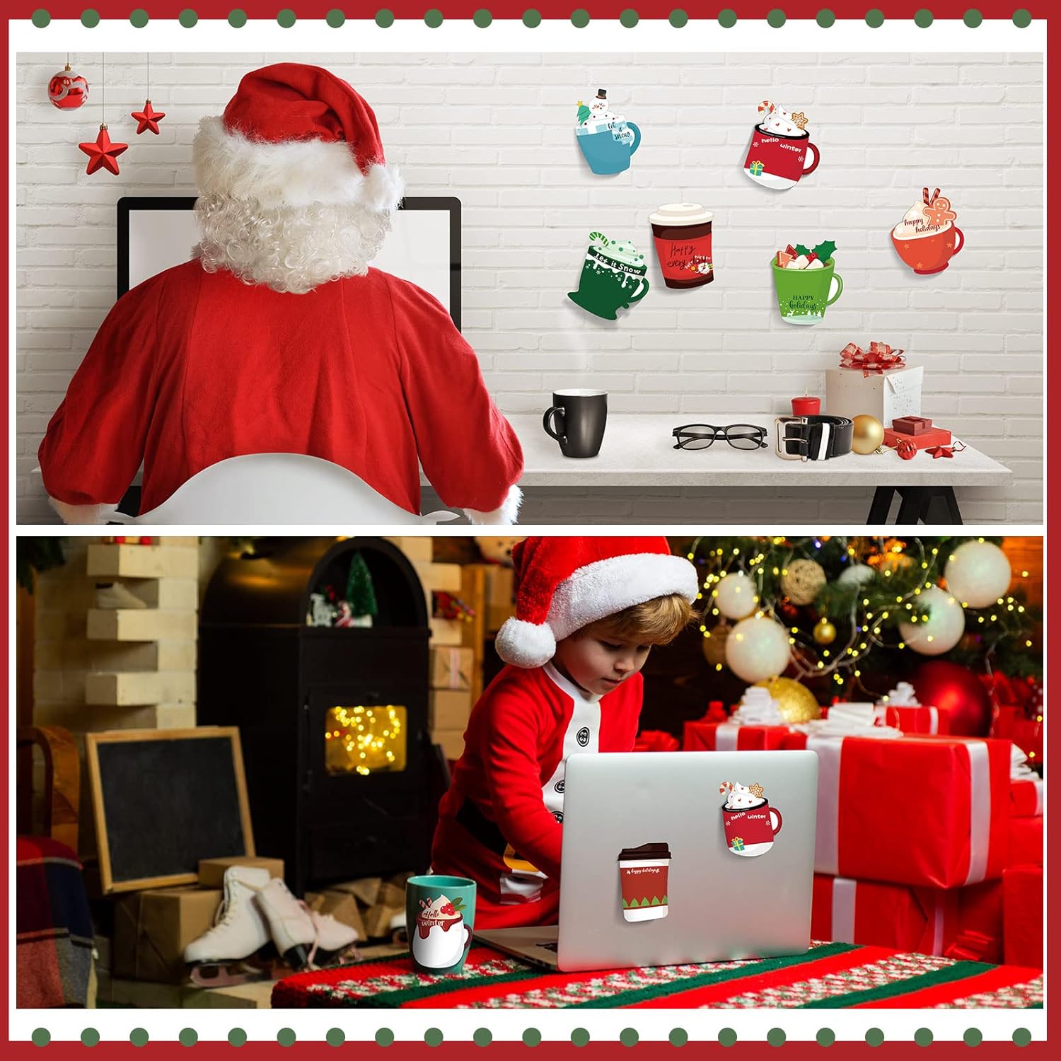 Geyee 9 Sets Christmas Coffee Cup Notepad with Pen Christmas Gifts for Coworkers Employees Staff Winter Memo Pad To-do List Xmas Notepads Set for Office Study Work Gifts Party Favors
