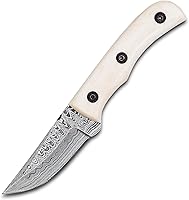 Vista 2 de YA FORGE- 7" Hand-Forged Damascus Steel Hunting knife, Majestic Camel Bone Handle, Unyielding 3" Fixed Blade, The Ultimate Survivalist’s Bowie Knife