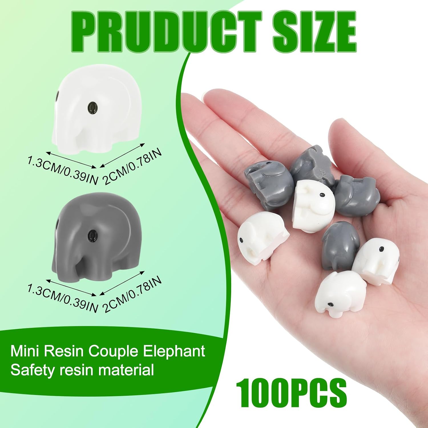 100 Pcs Mini Resin Elephants Miniature Animal Figurines Cute Elephants Fairy Garden Miniature Moss Landscape DIY Home Decor Terrarium Crafts Fairy Garden Decoration Accessories(Black,White)