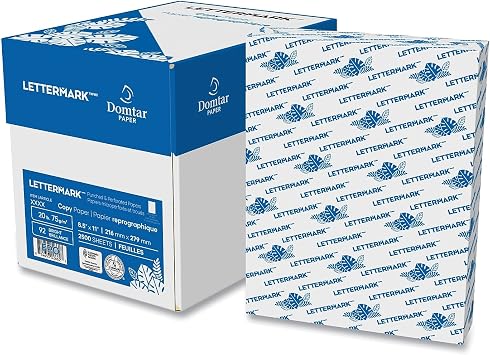 Lettermark Custom Cut-Sheet Copy Paper, 92 Bright, 5-Hole (5/16) Top Punched, 20 lb Bond Weight, 8.5 x 11, White, 500/Ream