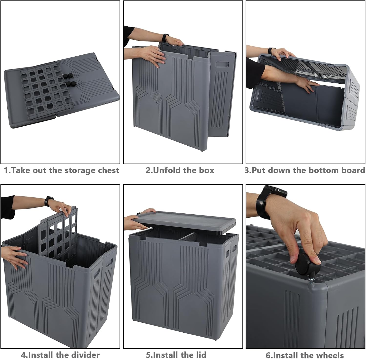 Morcte 120 L Double Laundry Hamper with Lid and Wheels, Collapsible 2 Section Plastic Laundry Hamper, Gray