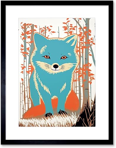 Miniatura 6 de Artery8 Cute Blue Fox Forest Glade Landscape Bright Woodland Baby Animal Kids Bedroom Unframed Art Print Poster Wall Decor 12x16 inch