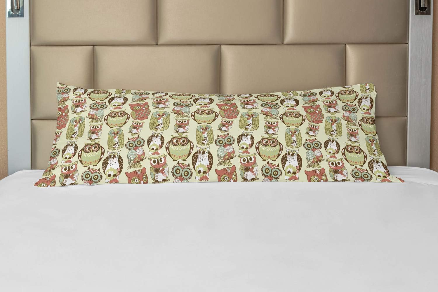 Lunarable Hummingbirds Body Pillow Case Cover with Zipper, Pattern with Exotic Jungle Vegetation Flowers Buds and Flying Birds, Decorative Accent Long Pillowcase, 21" x 54", Red Green