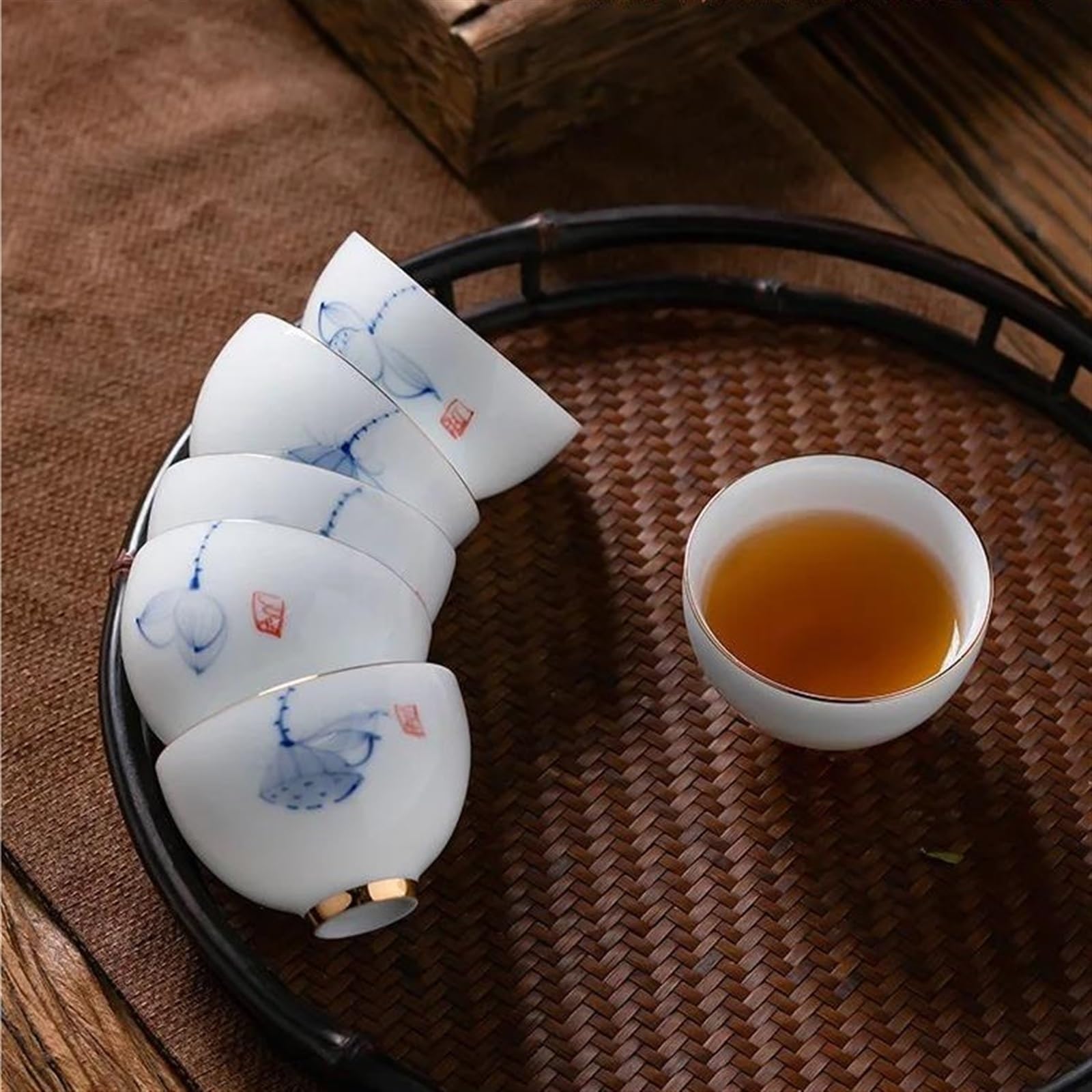 Zestaw 6 czajników ceramicznych, filiżanka do herbaty, filiżanka do espresso, chińska filiżanka do Kung Fu, przezroczyste filiżanki do herbaty, japońska miseczka do herbaty, pudełko do serwowania he