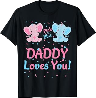 Daddy Gender Reveal Elephant Pink or Blue Matching Family T-Shirt