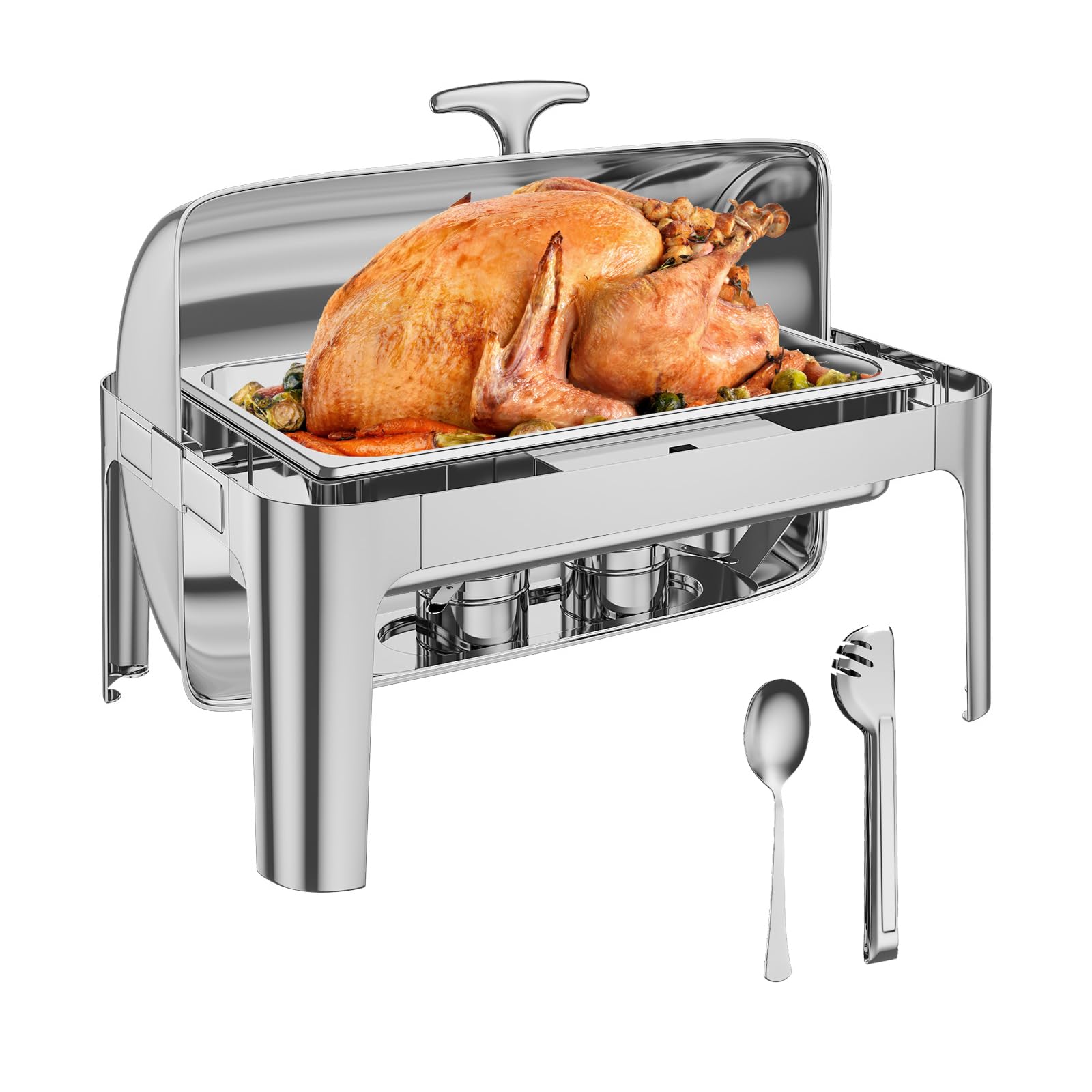 Chafing Dishes for Buffet, 9 Quart Stainless Steel Food Warmer Set for Parties Buffet, Commercial Chafer for Catering Supplies, Banquets, and Weddings Full Size Pan