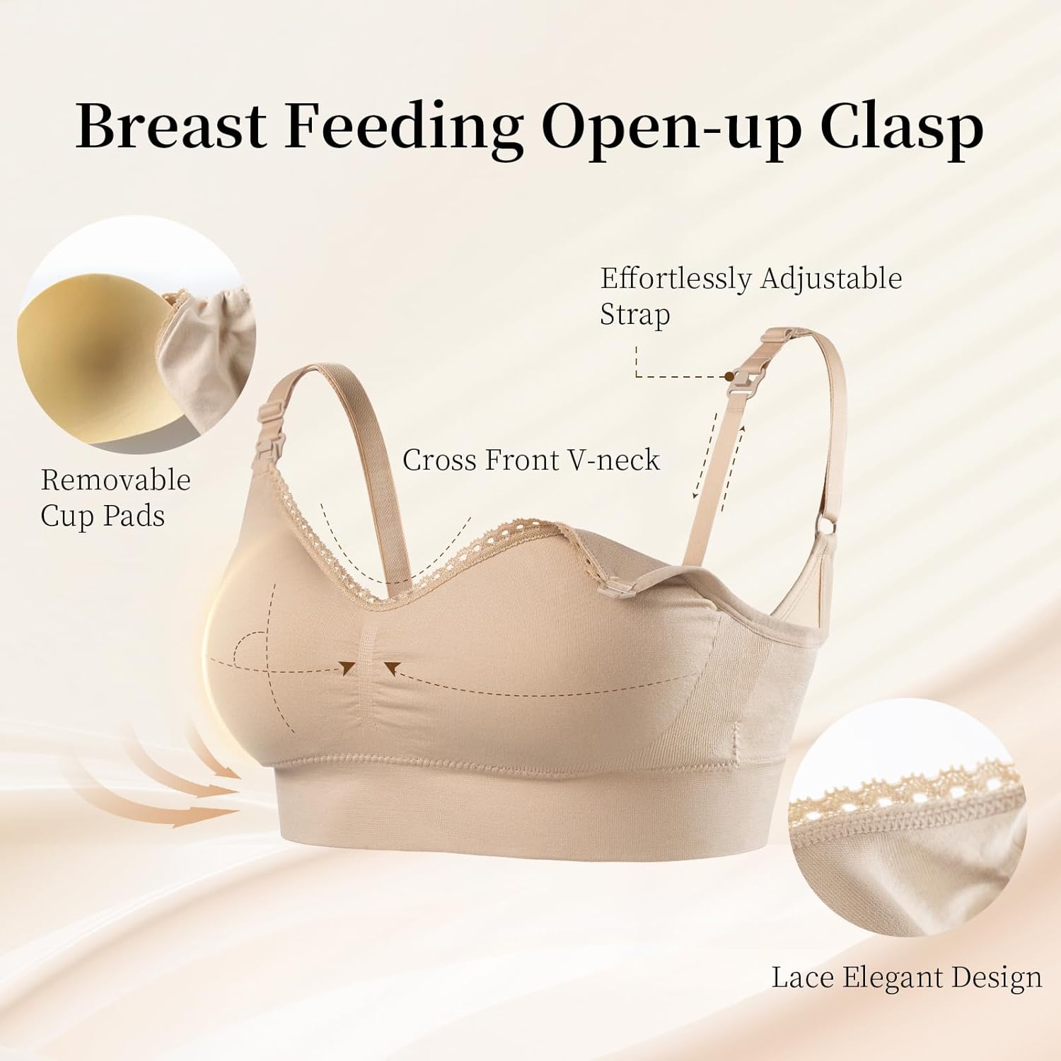 Under Control Nursing Bras for Breastfeeding 4 Packs (US, Alpha, X-Large, Regular, Regular, Black/Light Brown/Black/Nude)