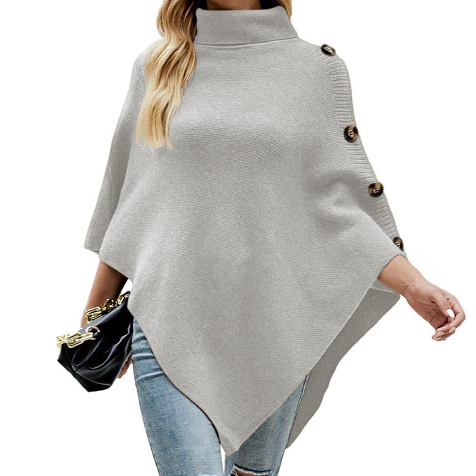 Poncho Mixto de Cachemira para Mujer Poncho de Punto con Botones Manta de Capa Bufanda de Cardigan Amiseta de Capa Chal Regalo de Ropa de Invierno