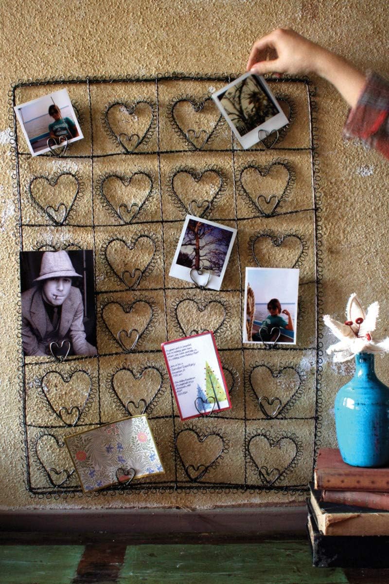 Kalalou NNL1010 Wire Twenty Four Heart Photo Or Card Holder, Black/Rust/Brown
