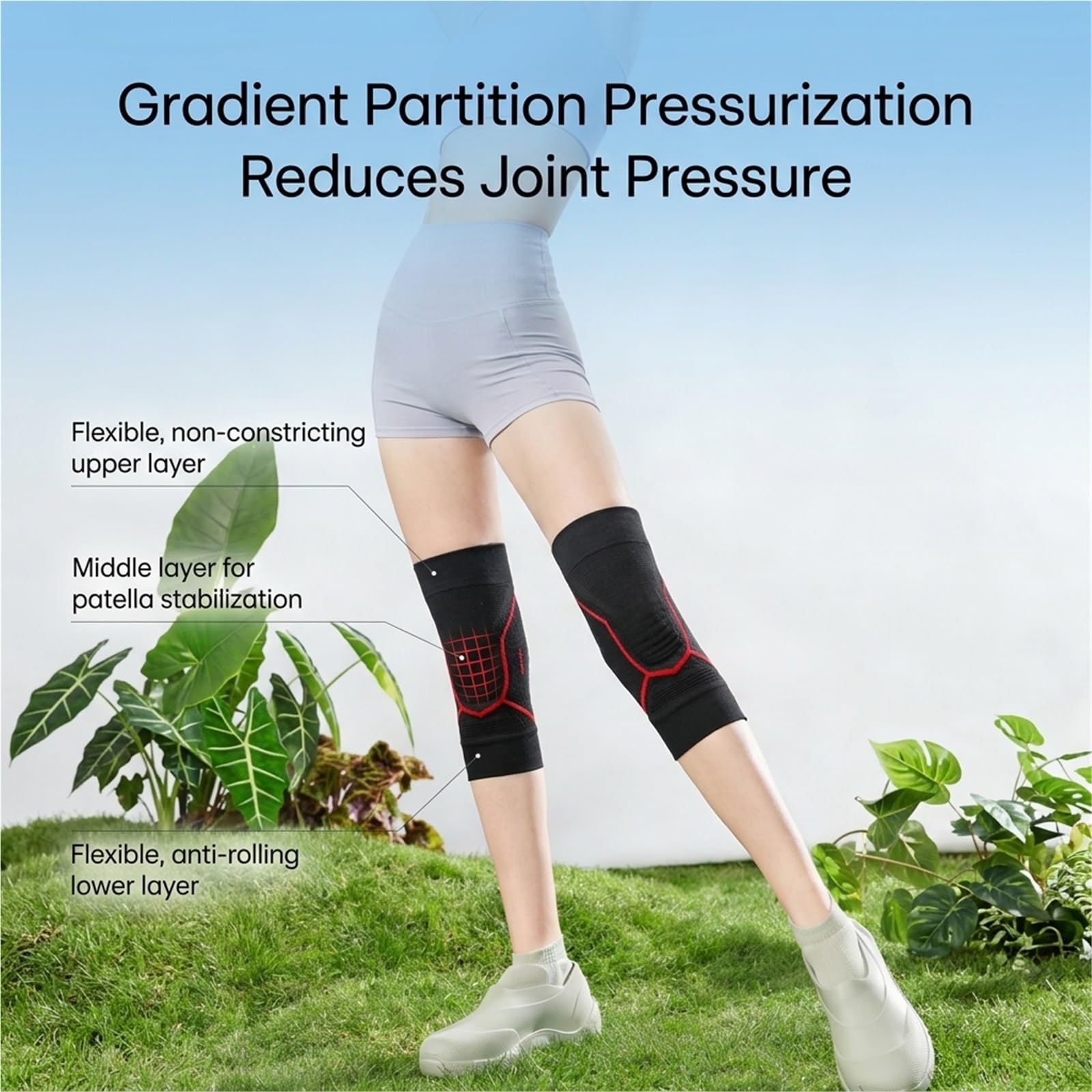 Kniebandage für Damen und Herren, Kompressionsmanschette zum Laufen, Radfahren, Fitnessstudio, Sport, Linderung von Gelenkschmerzen, atmungsaktives elastisches Kniepolster für Basketball und Fußb