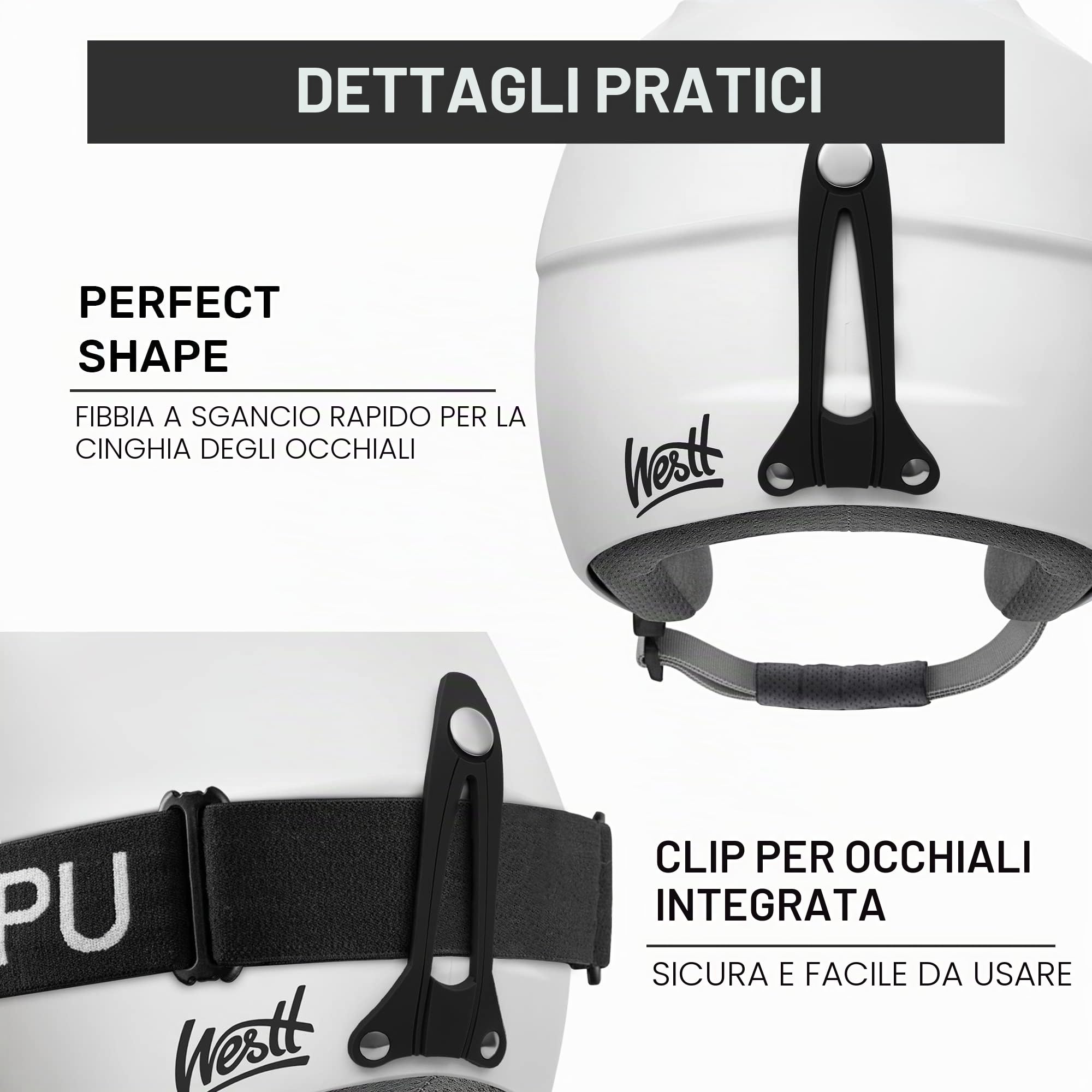 Westt Casco sci unisex uomo e donna, casco snowboard freeride e sci alpinismo, leggero, traspirante e ventilato, bianco, taglia unica 56-58 cm