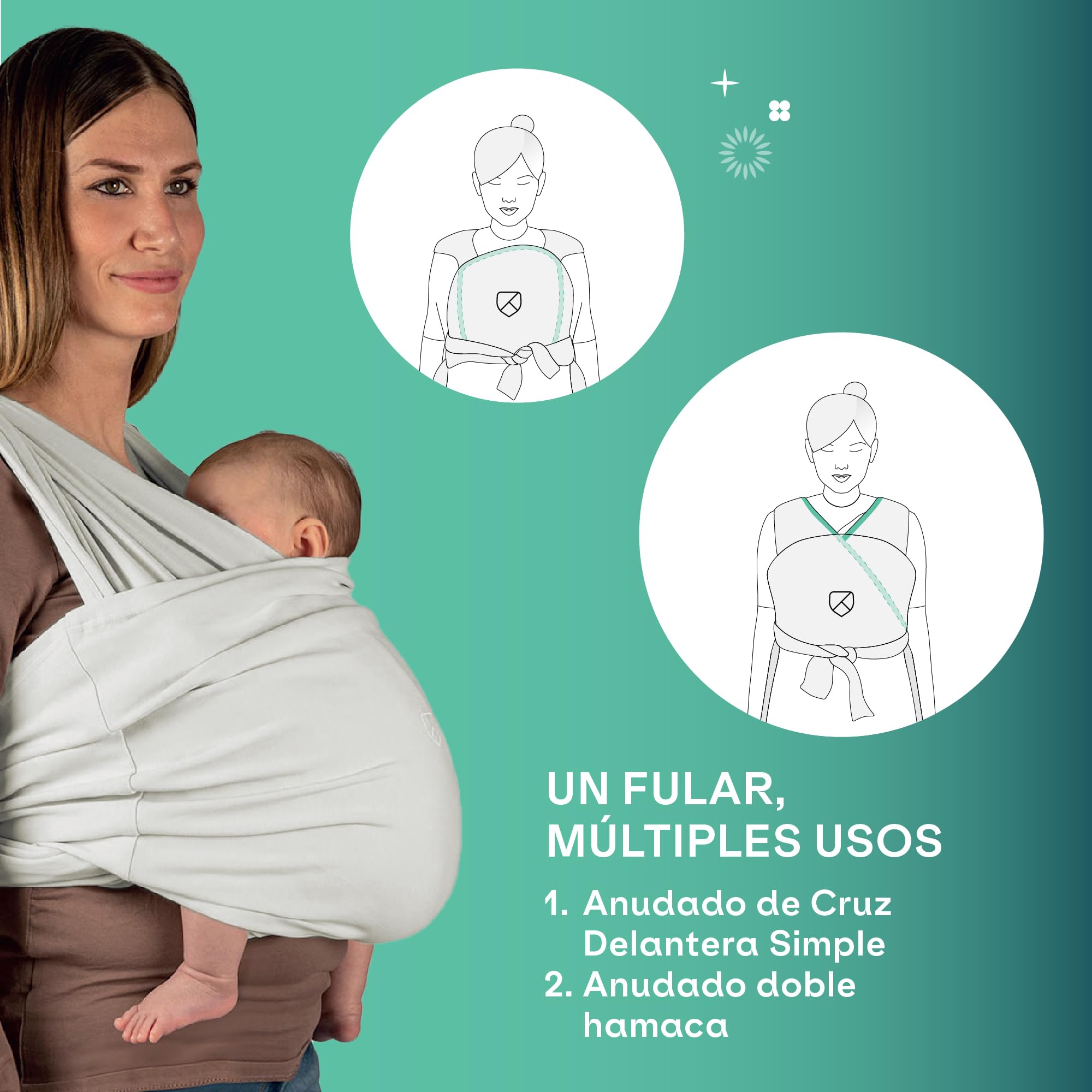 Koala Babycare Fular portabebes- Cuddle Band 2.0 – Portabebes recien nacido homologado hasta 15 kg 100% algodón - Ajustable y unisex - 5