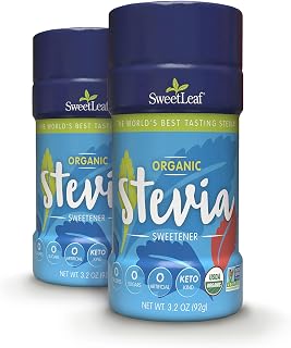 SweetLeaf Organic Stevia Powder Shaker Jar - Zero Calorie Stevia Sweetener, No Bitter Aftertaste, Plant-Based Sugar Substitute, Non-GMO Sweet Leaf Stevia, 3.2 Oz Ea (Pack of 2)