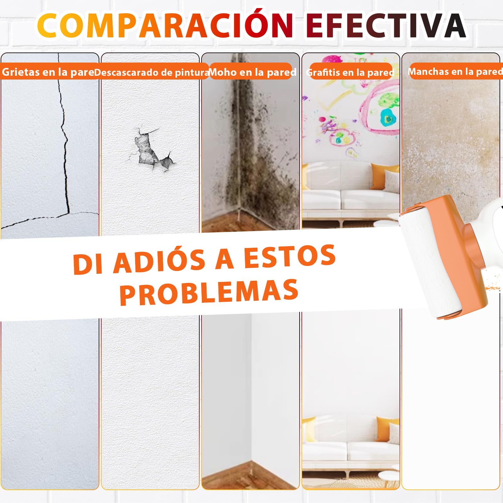Rodillo Pintura Pared de 500g,Pintura Blanca con Pintura Pared Interior Integrada, Roller Paint para Superficies Blancas, Secado Rápido, Kit de Pintura Interior Blanca Ideal Para Grandes Áreas