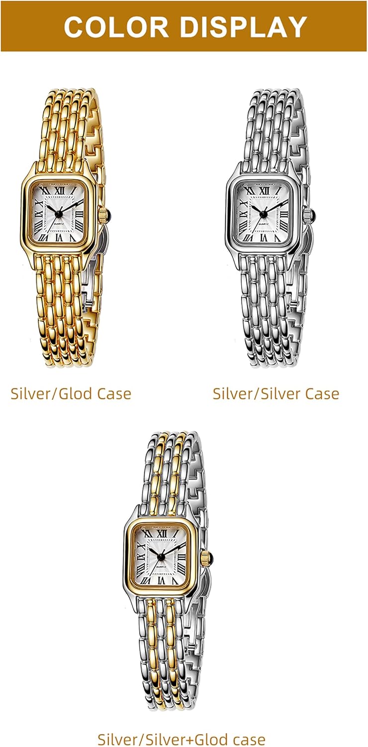 Women’s Square Analog Watch-Classic Roman Numeral Dial Elegant Dress Bracelet Watch Quartz Movement Minimalist Wristwatch for Everyday Business