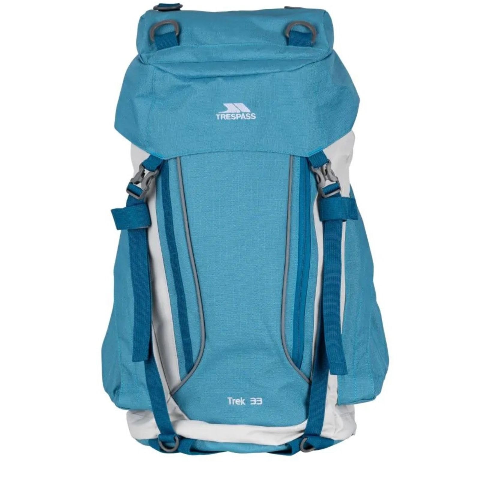 Trespass Unisex Storm Blue/Soft Stone 33 L Rucksack Hiking Travel Backpack Padded Straps & Hip Belt Trek33