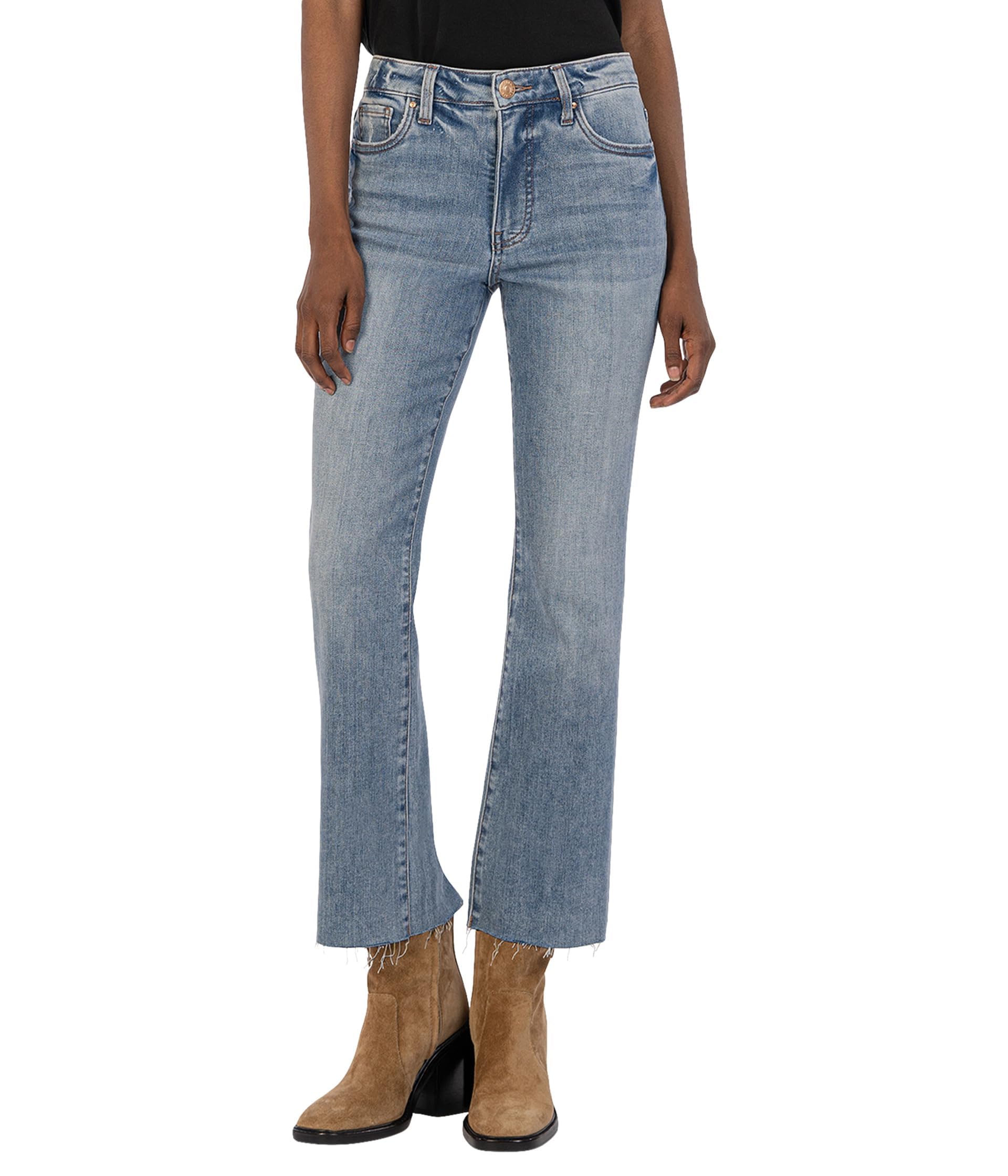 KUT from the Kloth womens Kelsey High-rise Fab Ab Ankle Flare Inset Leg in Royal