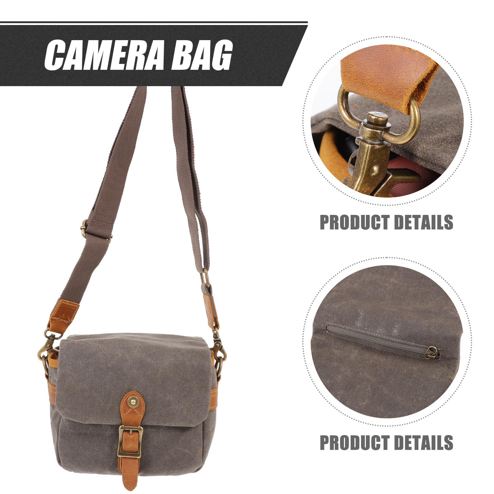 YARNOW Borsa Fotocamera in Canvas Verde Tracolla Regolabile