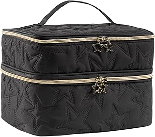 ELCUPA Nail Polish Organizer Case Double-Layer Nail Organizers and Storage for Nail Tech Upgrade Nail Bag Organizer Case Hold 60 Bottles (15ml) Black Nail Polish Storage Carrying Case