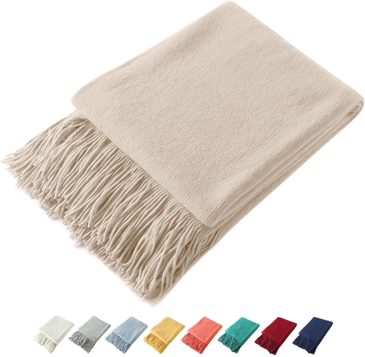 Homiest Decorative Knitted Throw Blanket with Fringe