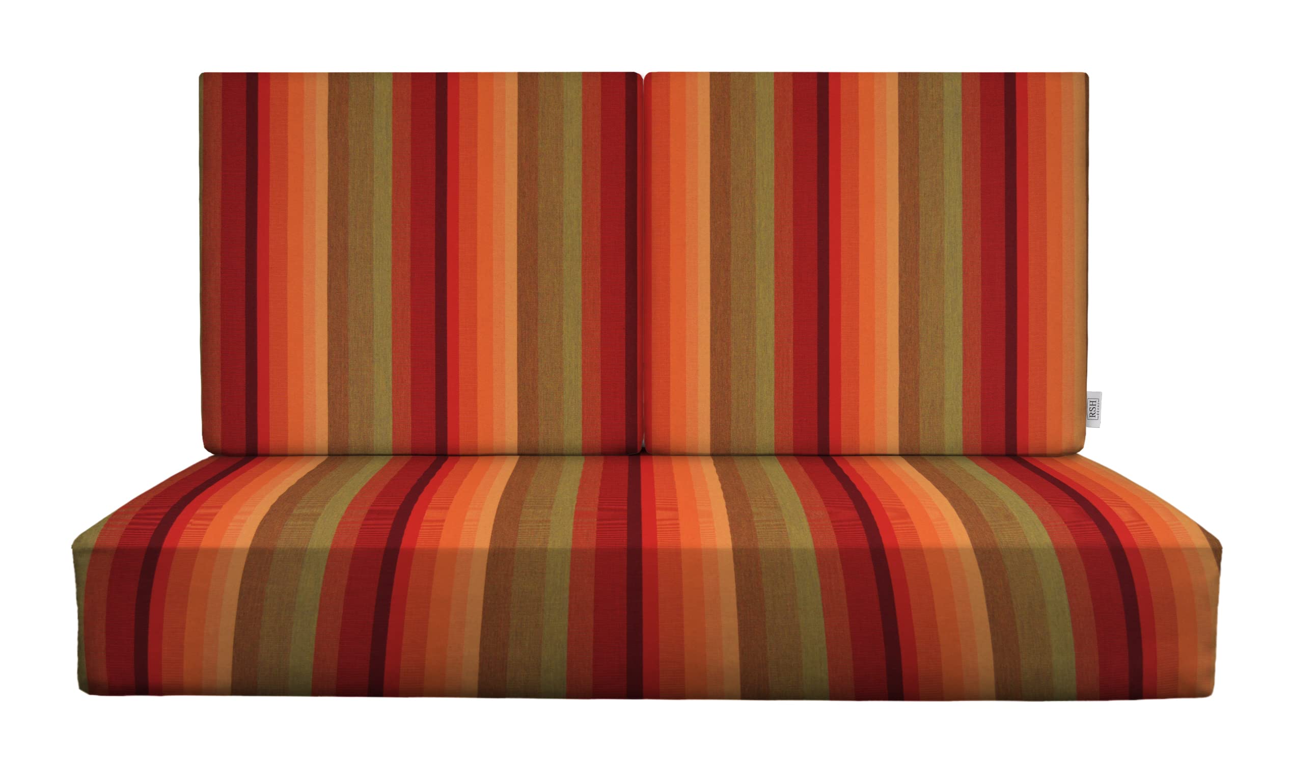RSH DECOR: Deep Seating Foam Loveseat Cushion Set | 46” x 26” Loveseat | Sunbrella Performance Fabric | Outdoor Foam Settee and Back Cushions for Patio Furniture | Astoria Sunset