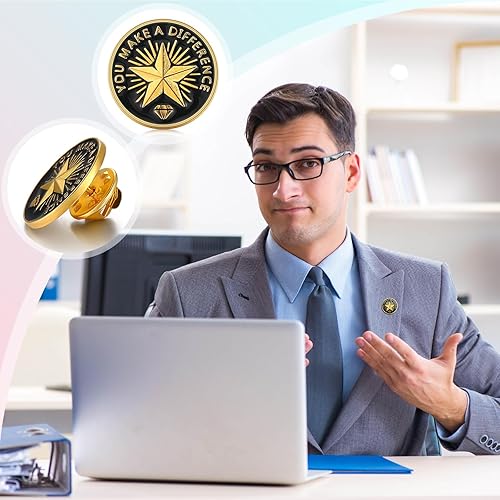 Miniatura 4 de Zeyune 48 piezas de alfiler de solapa de apreciación del empleado 34 pulgadas 6 estilo empleado esmalte Pines empleado del mes Pin reconocimiento