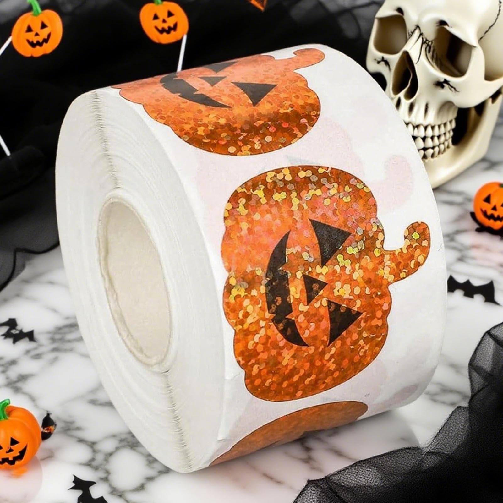 Naklejki Halloween Dla Dzieci Halloween Naklejki w Rolce z Dynią | 500 Sztuk Materialow Plastycznych Na Halloween Dla Dzieci I Mlodziezy Do Zabaw Kreatywnych Gier Klasowych Oraz Rzezbi