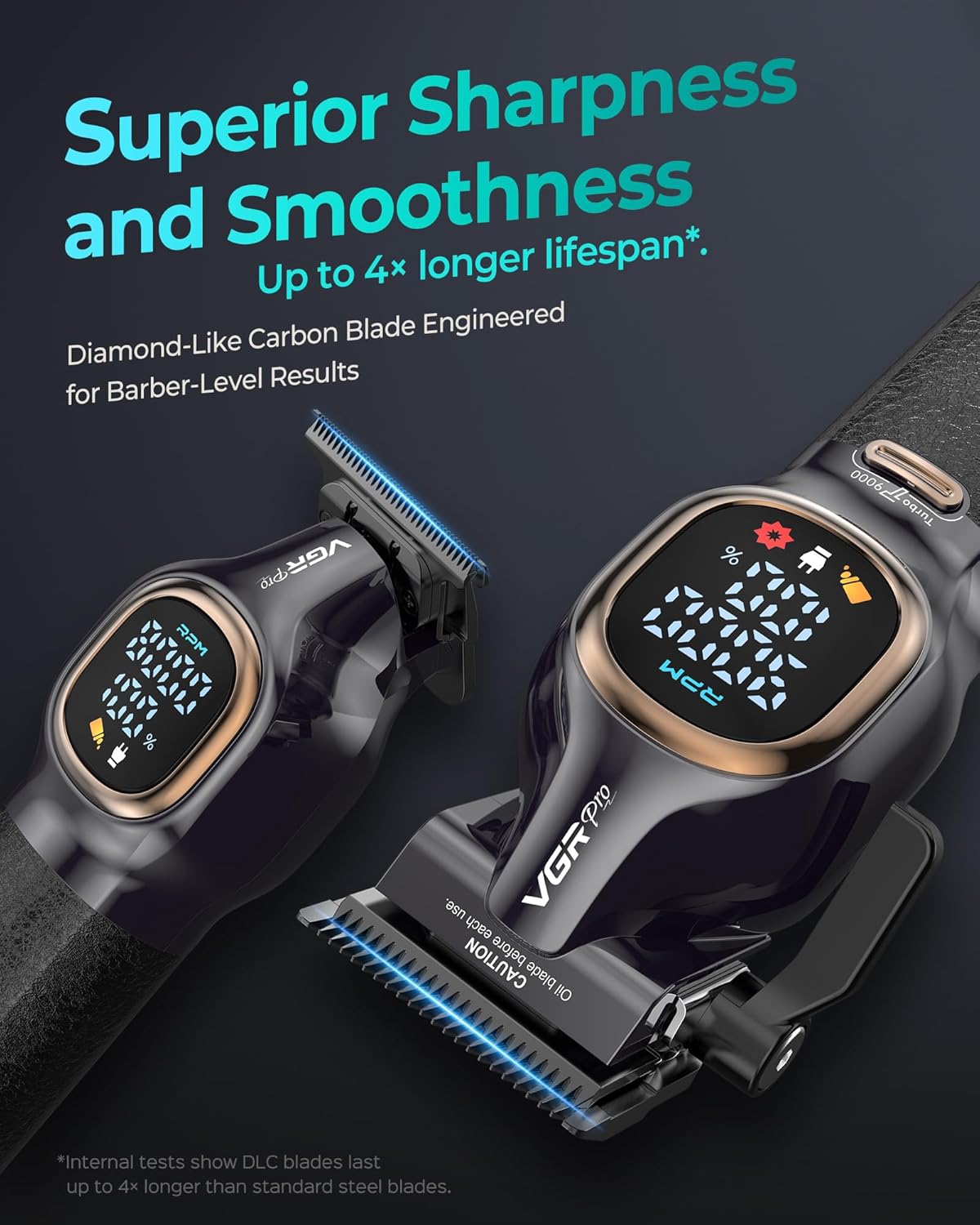 Professional Hair Clippers for Men, Professional Barber Clippers and Trimmer Set, Cordless Hair Clippers for Hair Cutting with Package Case, Powerful 9000 PRM Rechargable Electric (Black) - Image 2