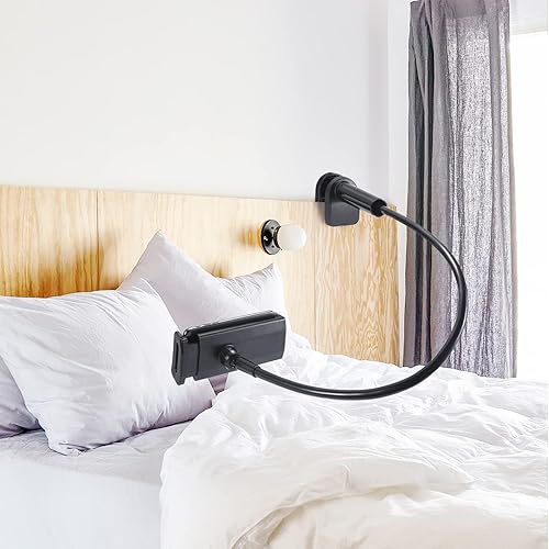 Vista 4 de Gooseneck Phone Holder Stand for Bed Lazy Bracket Desk Clamp Mount Stand 360 Adjustable Clamp Clip, Flexible Long 32-inch Arm Bracket Mount Clamp