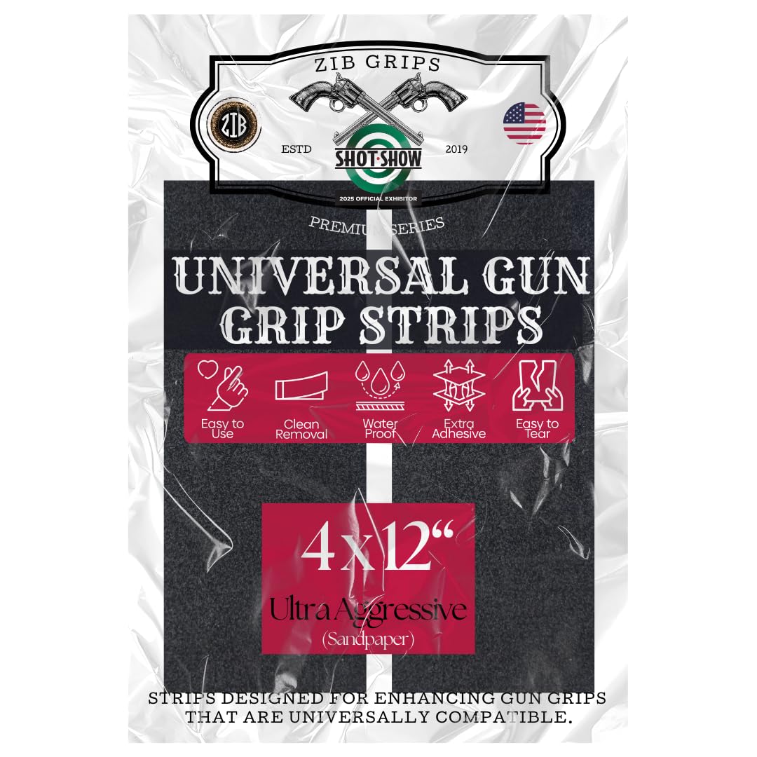 Universal Gun Grip Strips | Rubber or Sandpaper Options | Non-Abrasive or Ultra Aggressive Anti-Slip Grip Tape for Pistols, Glocks, Firearms (2"x8" (3 Strips), Rubber)