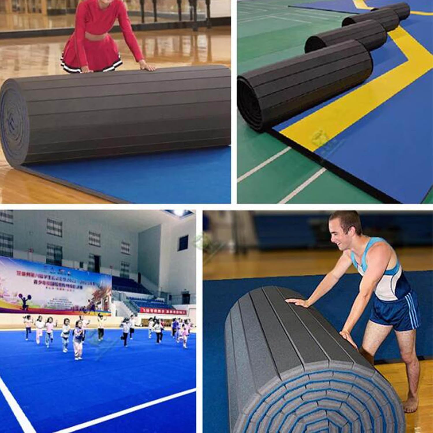 Robusto tappetino da wrestling in schiuma per ginnastica MMA, tappetino per esercizi indoor roll out per cheerleading fitness training
