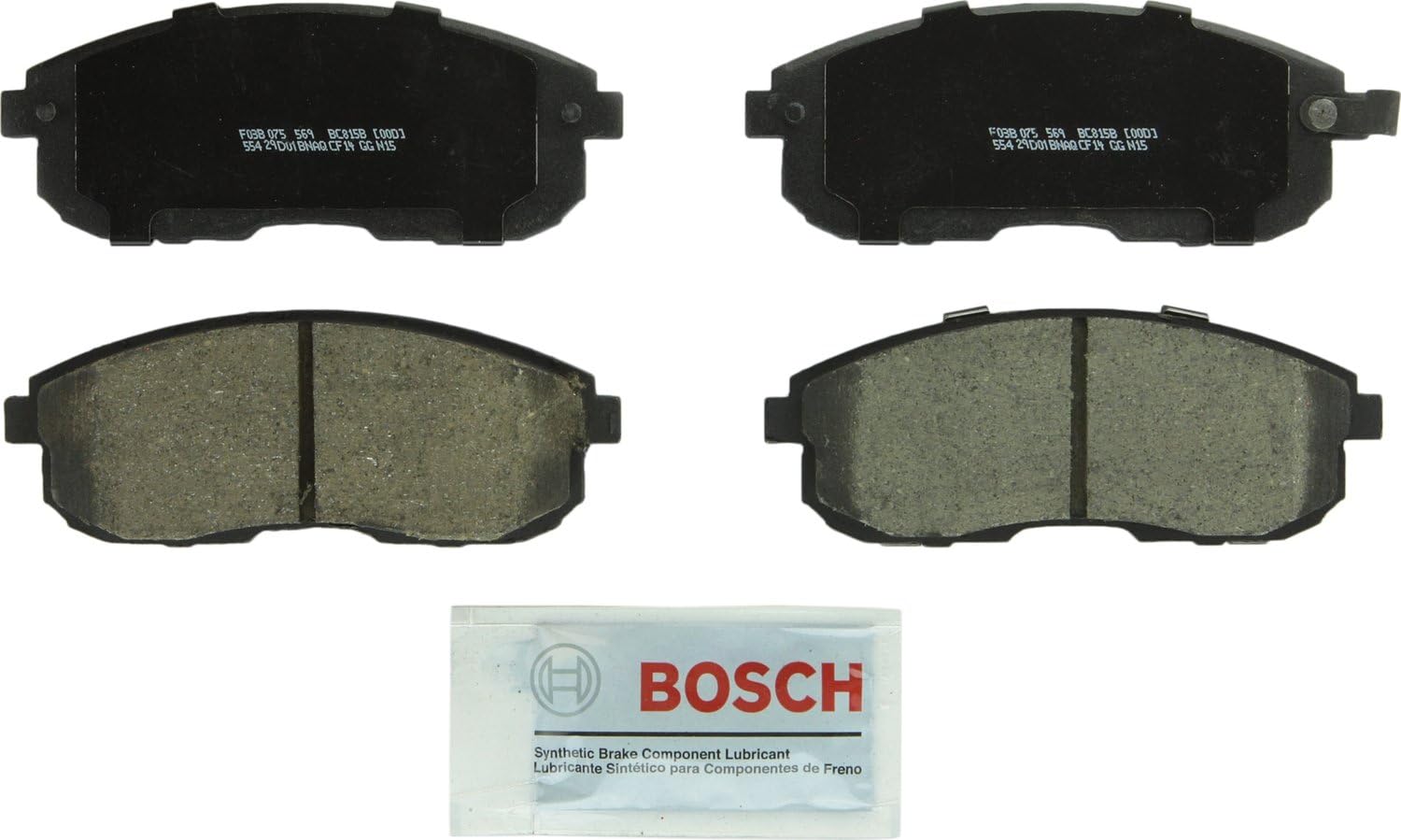 BOSCH BC815B QuietCast Premium Ceramic Disc Brake Pad Set - Compatible with Select Nissan Altima, Maxima, Sentra; FRONT