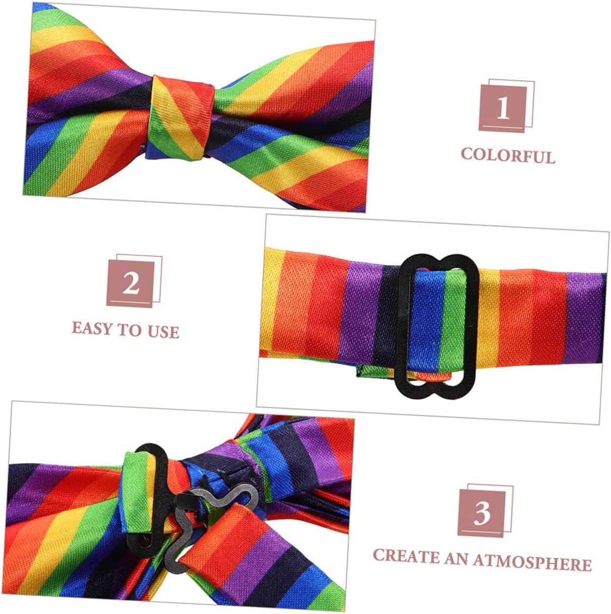 2pcs Rainbow Pattern Bow Ties Pre-tied Cotton Blend Bowtie Set for Men Women Wedding Party Cosplay Accessories