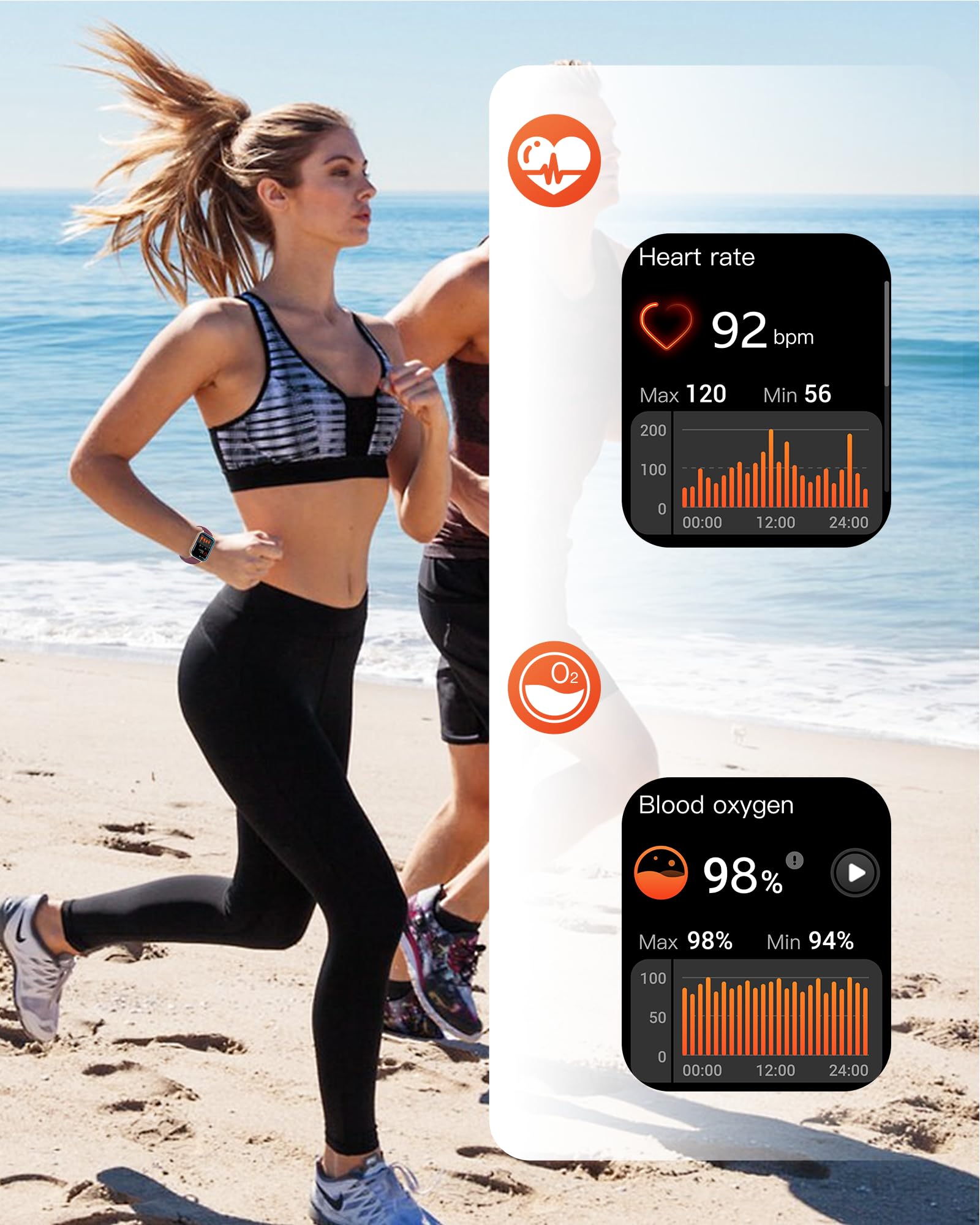RUIMEN Smart Watch Answer Dial Call,Smart Watches for Women Men 1.85"HD Screen Fitness watch with SpO2 Heart Rate Sleep Monitor Step Counter Waterproof 100+ Sports Mode for Android iOS (2 Bands) - Image 4